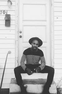 Eno Edet in Red Noir