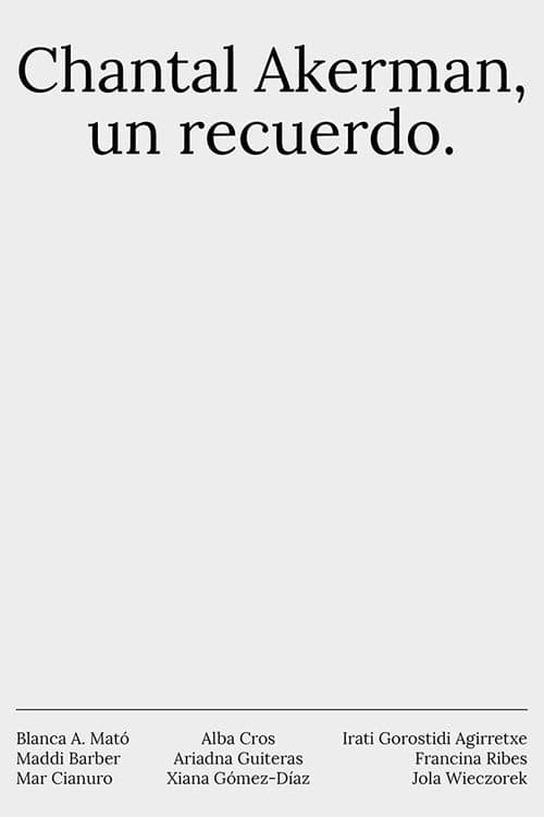 Chantal Akerman, un recuerdo (2016) poster