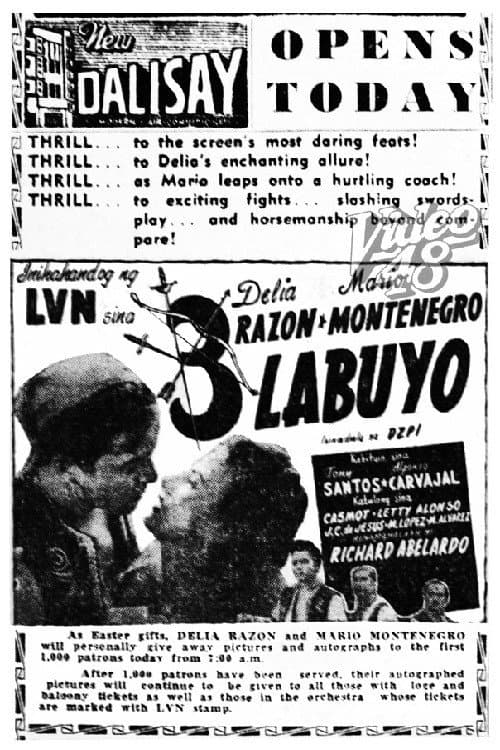 Tatlong Labuyo (1953) poster