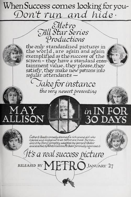 In for Thirty Days (1919) poster