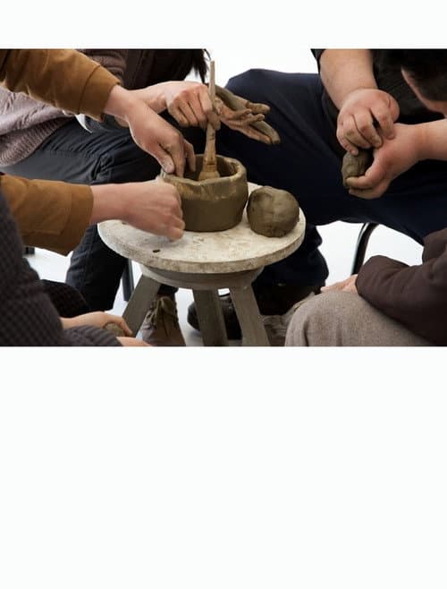 a pottery produced by 5 potters at once (silent attempt) (2013) poster